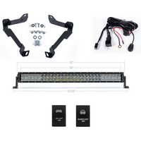 2014-2021 TOYOTA TUNDRA 32" LOWER BUMPER HIDDEN LED LIGHT BAR BRACKETS KIT BY CALI RAISED LED