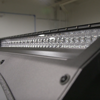 Close up of exposed LED light bar on Premium roof rack - Cali Raised LED