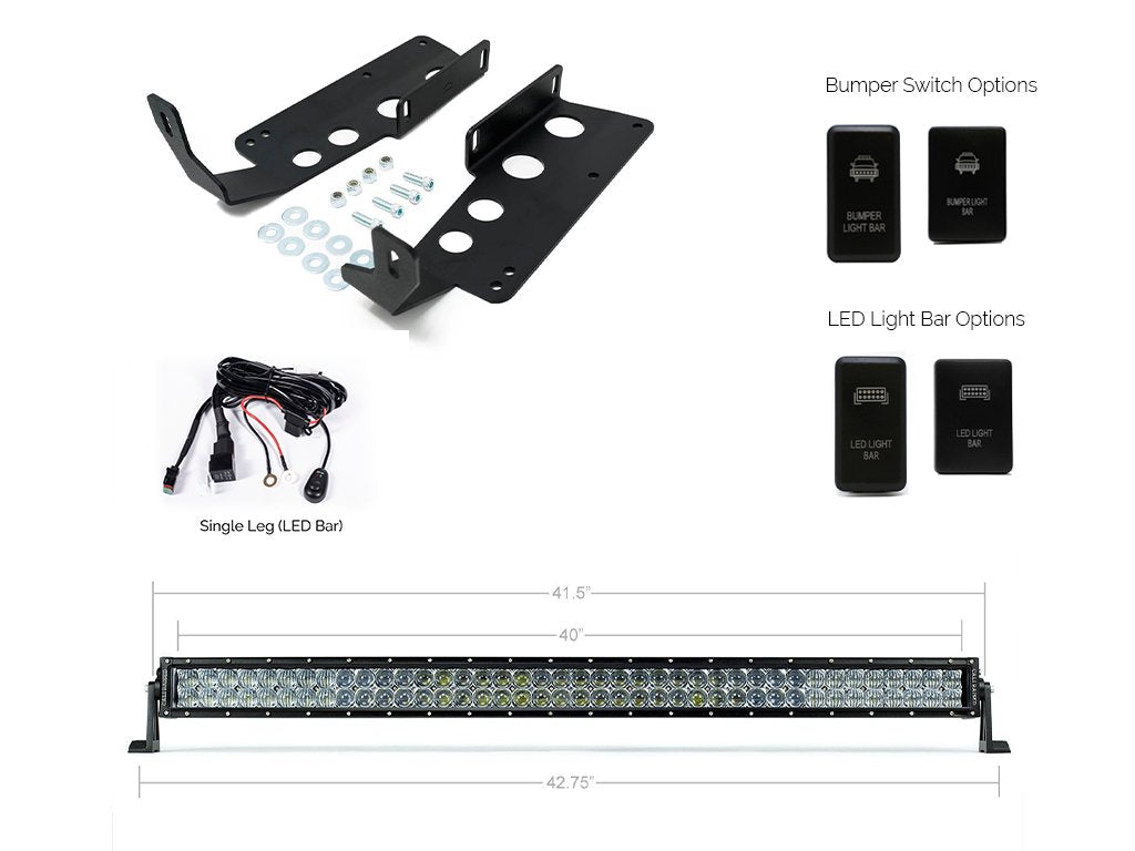 2014-2021 TOYOTA TUNDRA 42" HIDDEN GRILLE CURVED LED LIGHT BAR BRACKETS KIT BY CALI RAISED LED