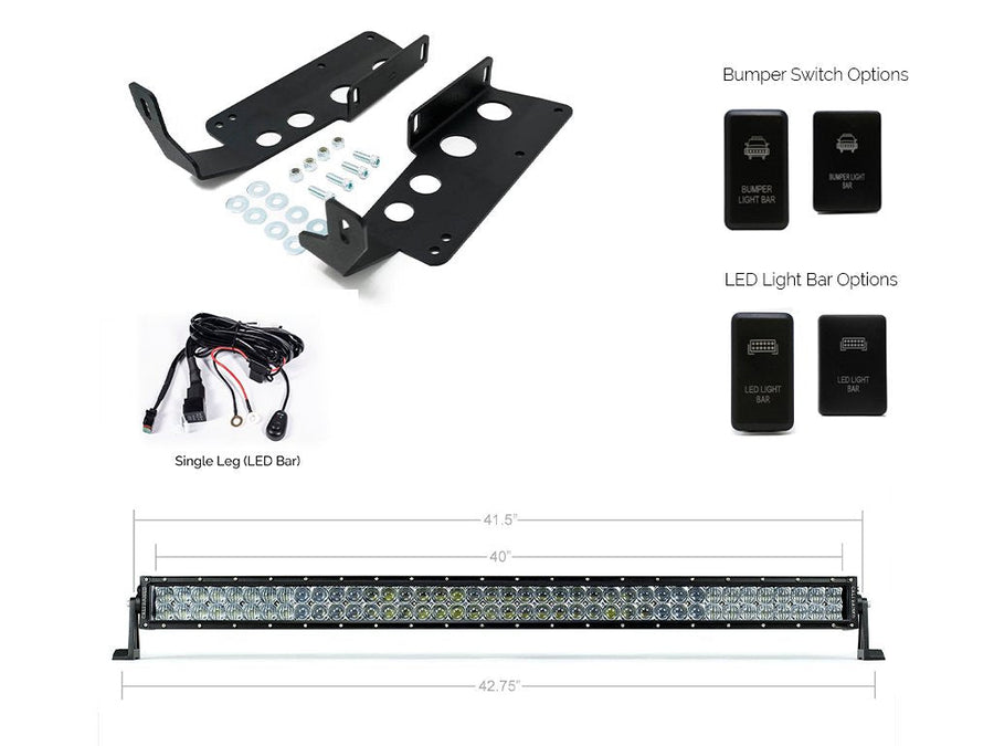 2014-2021 TOYOTA TUNDRA 42" HIDDEN GRILLE CURVED LED LIGHT BAR BRACKETS KIT BY CALI RAISED LED