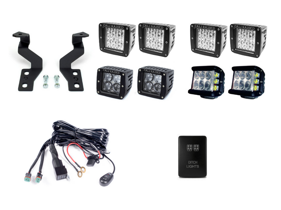 2003-2009 TOYOTA 4RUNNER LOW PROFILE DITCH LIGHT BRACKETS KIT BY CALI RAISED LED