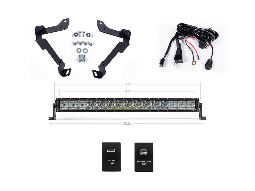 2014-2021 TOYOTA TUNDRA 32" LOWER BUMPER HIDDEN LED LIGHT BAR BRACKETS KIT BY CALI RAISED LED