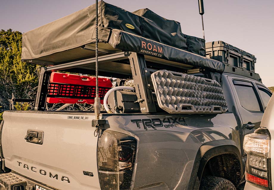 overland bed rack on a toyota tacoma