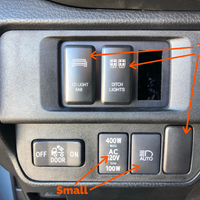 Installed comparison of small vs tall switches - Cali Raised LED