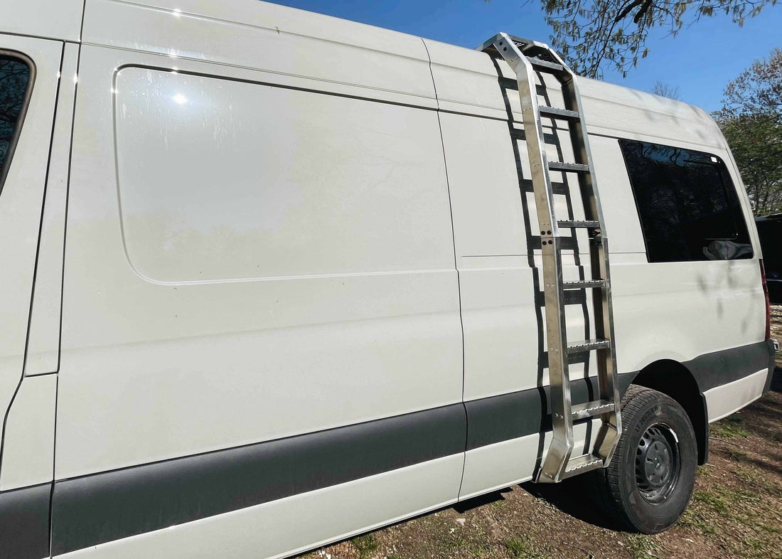 Mercedes Sprinter (2014+) Ladder for OEM Tracks (No Roof Rack) by Backwoods Adventure Mods